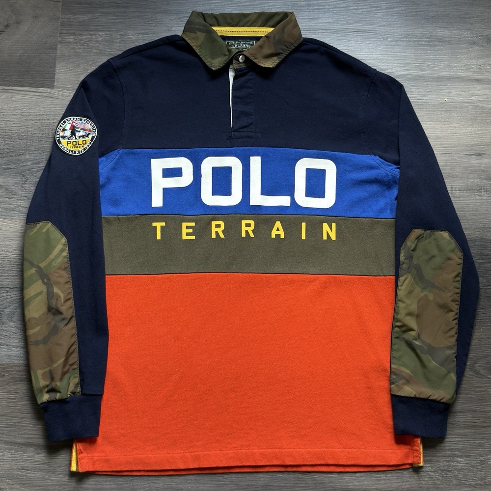 Rare Ralph Lauren Polo Country Terrain Rugby Shirt Mens M Sportsman Expedition